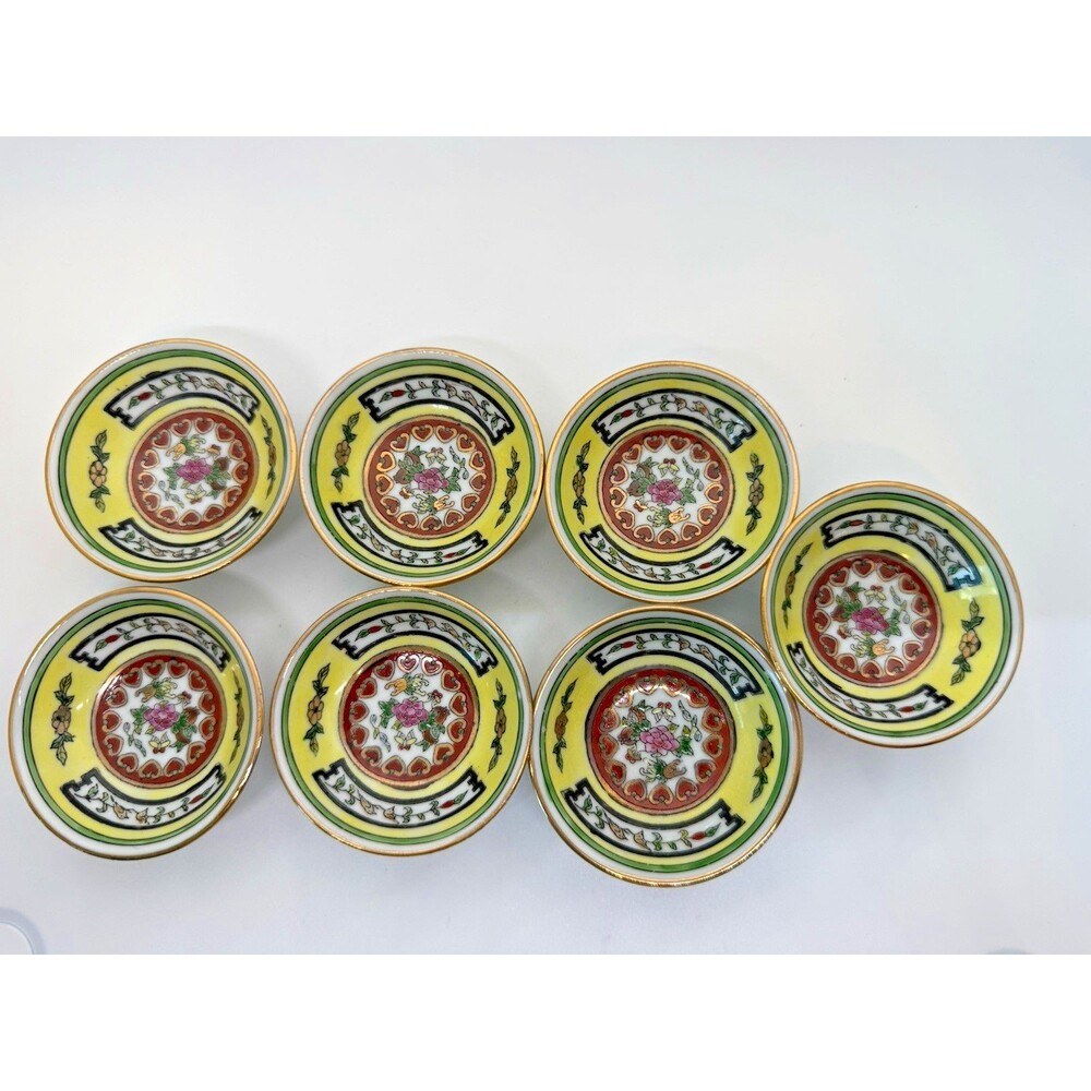 Vintage Jingdezhen Hand Painted Porcelain Famille Mini Rice Bowl 2.75" $11ea OBO